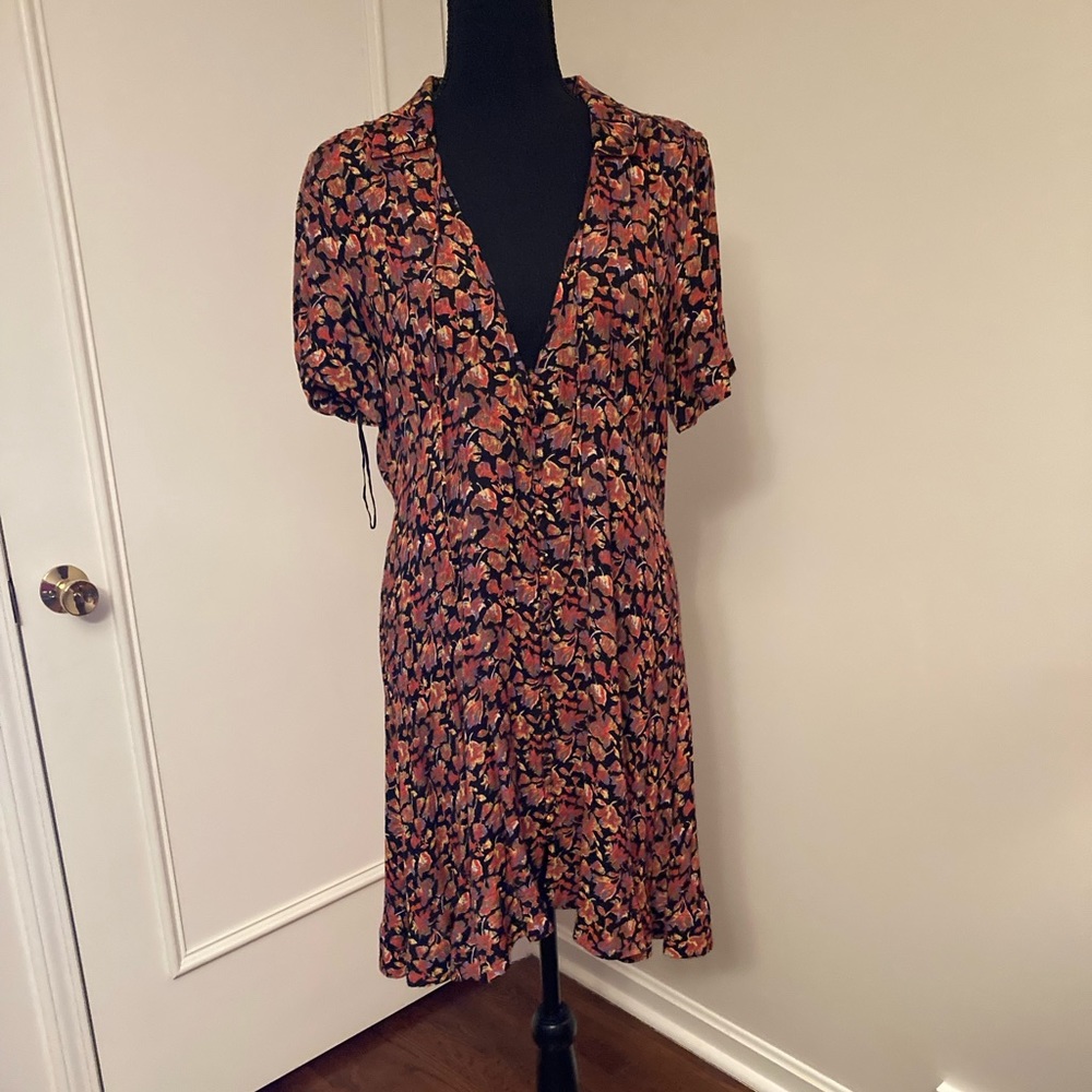 Free People Front-Button Mini Dress - Size 8